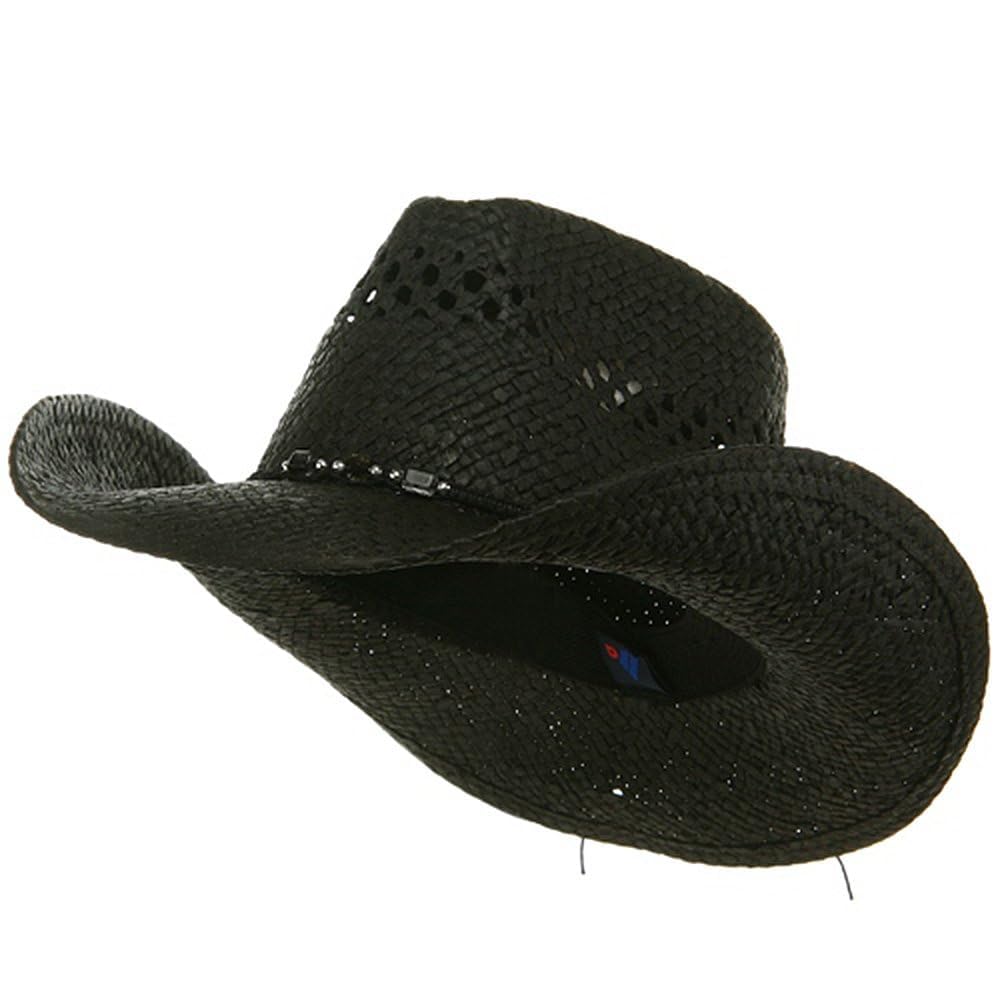 Mega Cap MG Women's Black Straw Outback Toyo Cowboy Hat for Summer Festivals and Everyday Wear
| Mega Cap MG Black Wome