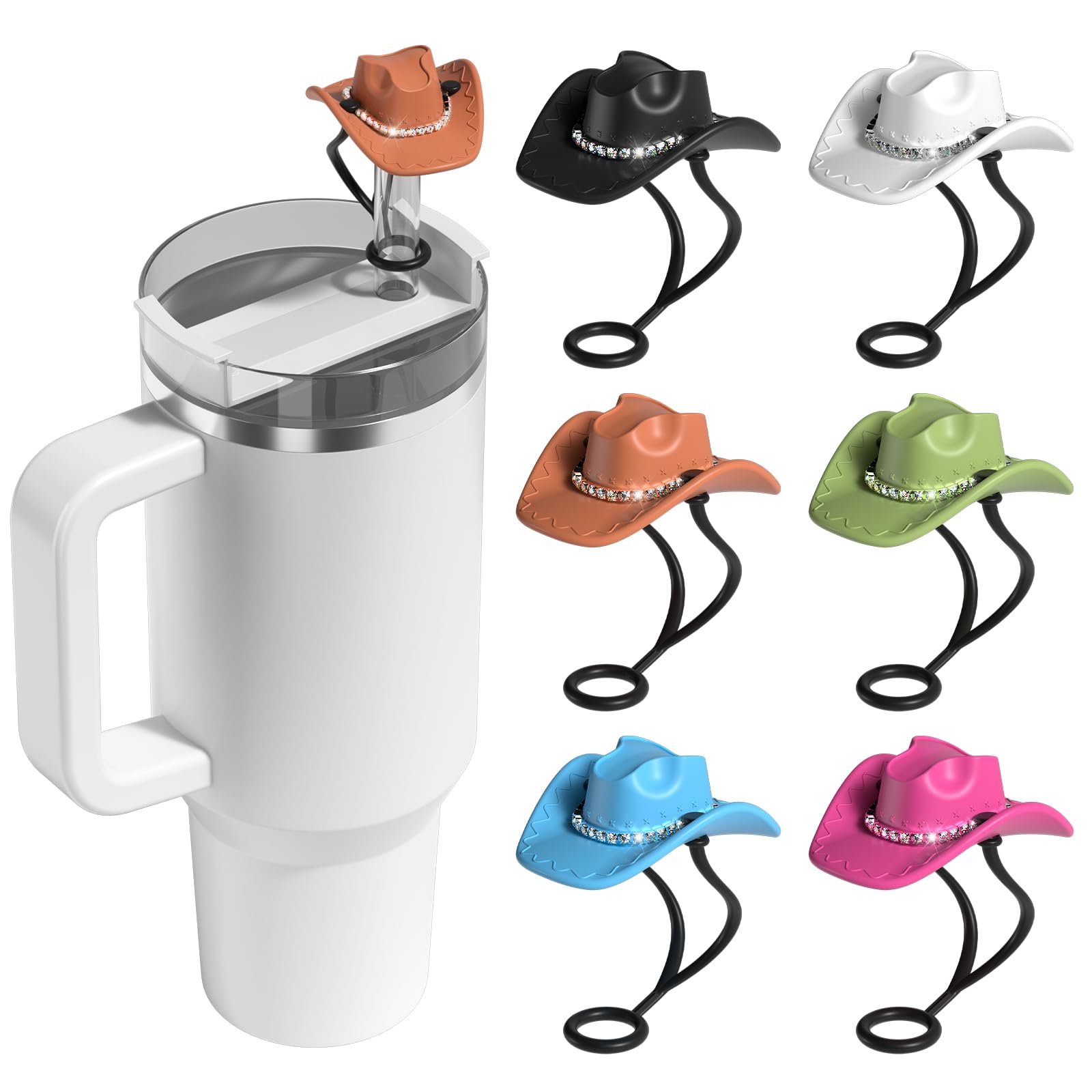 Utuichuo Utuichuo Silicone Cowboy Hat Straw Toppers, Detachable Decoration, Compatible with Stanley Cup Tumblers
| Utui