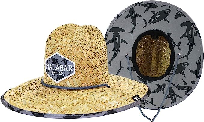 KC Republic Fabric Pattern Print Straw Kids Girls Sunhat for Ages 3+, Perfect Lifeguard Hat for Beach and Swim, Fits All