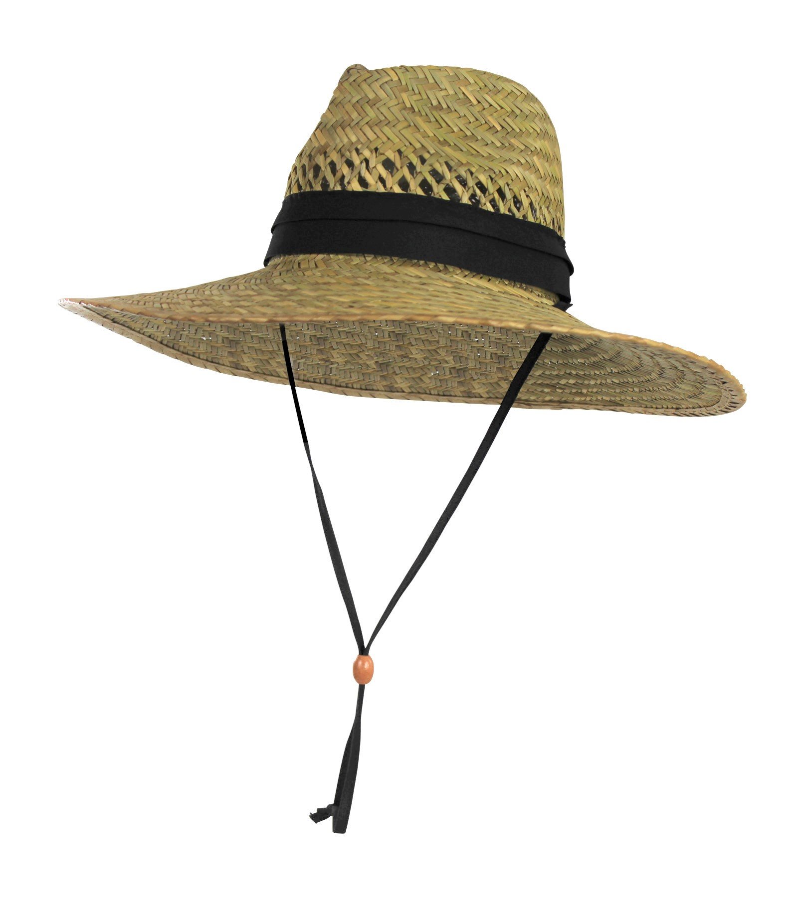 Sun & Fun Vented Straw Lifeguard Sun Hat w/ |5-inch-Wide Brim & Chin Strap - Perfect for Summer Beach Days & Outdoor Act