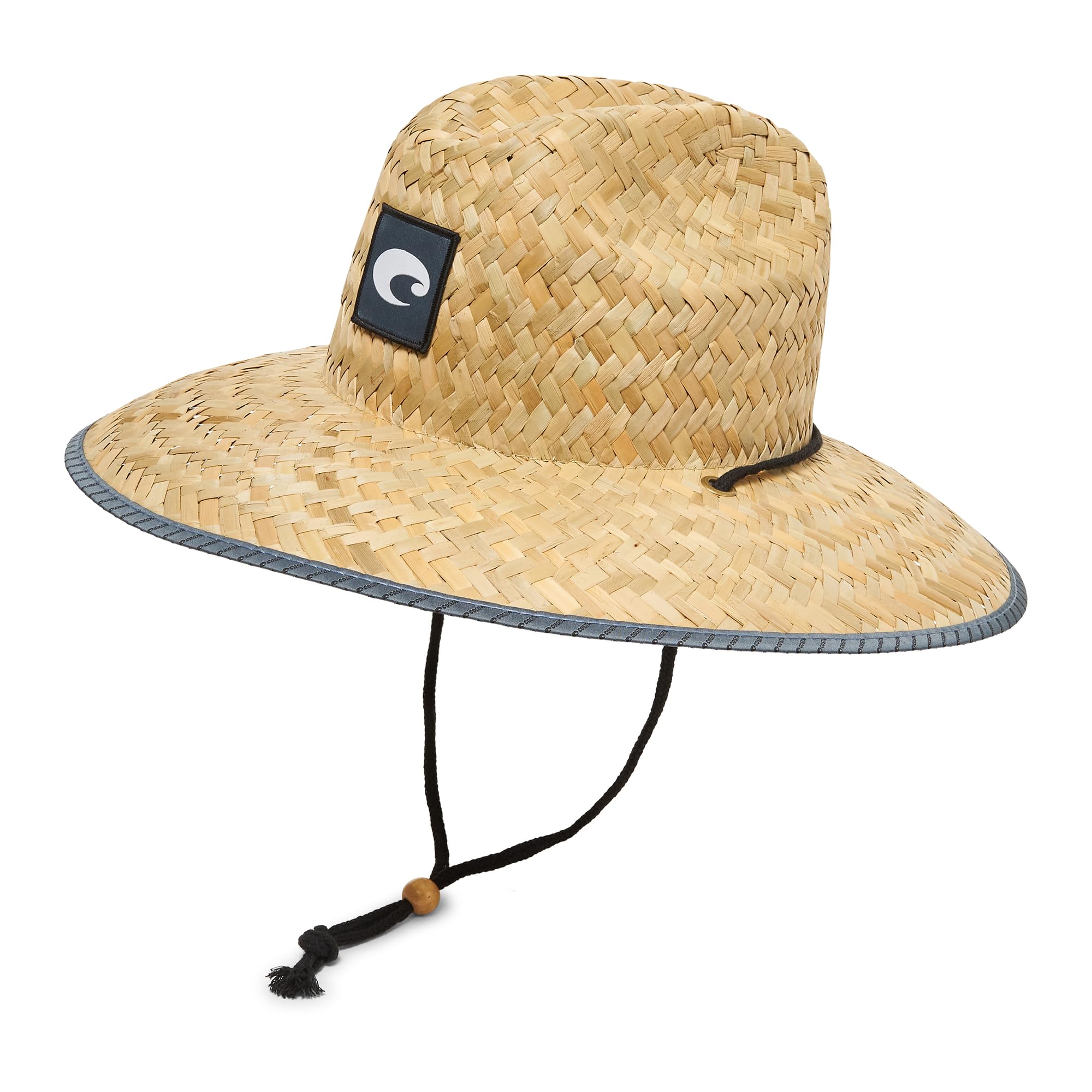 Costa Del Mar Mens Straw Hat Shark One Size Grey Wide Brim Sun Protection Beach Vacation