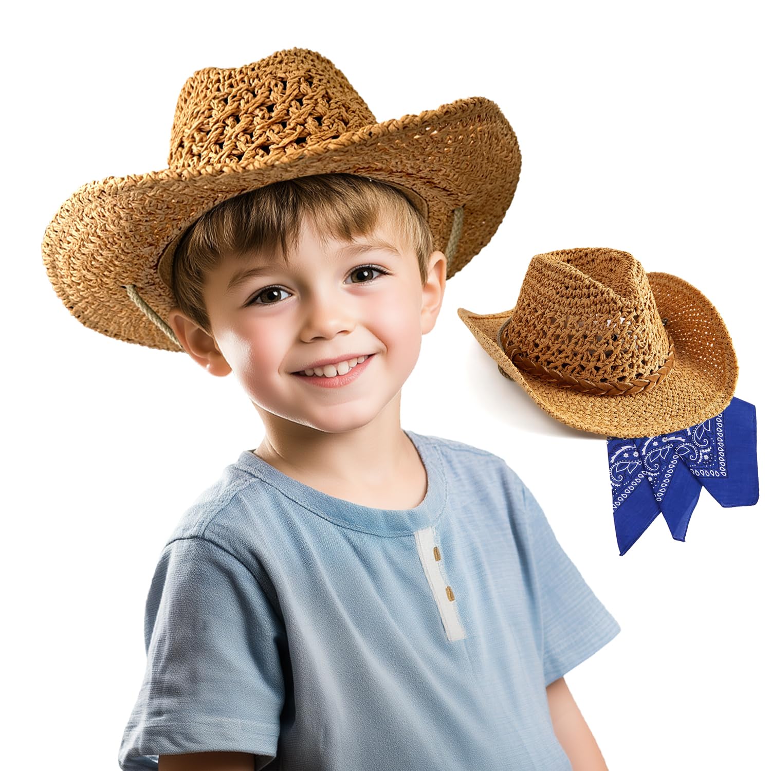 SeptCity Kids Straw Summer Beach Sun Hats for Toddlers 2-5 Cool Cowboy Cowgirl Accessories
SeptCity Kids Cowboy Hat St