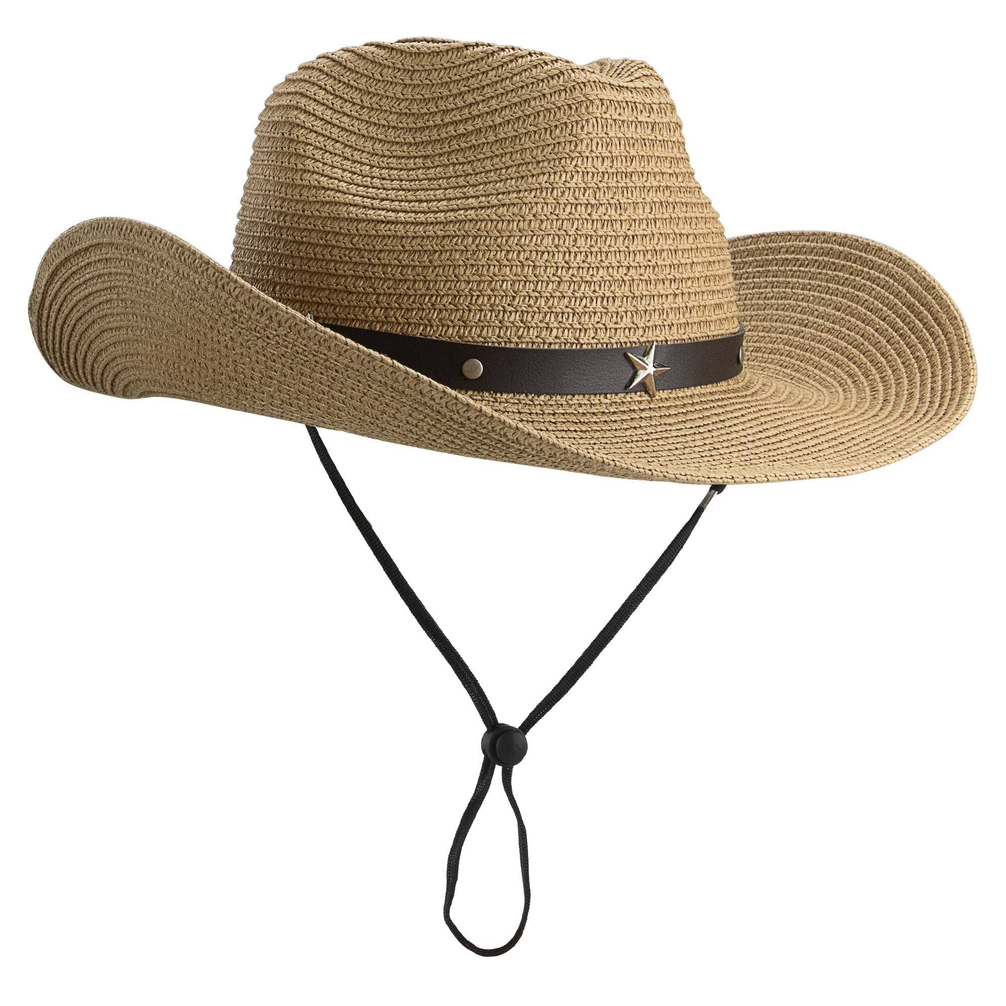 FGSS Summer Wide-Brim Sun Straw Cowboy Hat for Toddler-Kids 2-7 Yrs