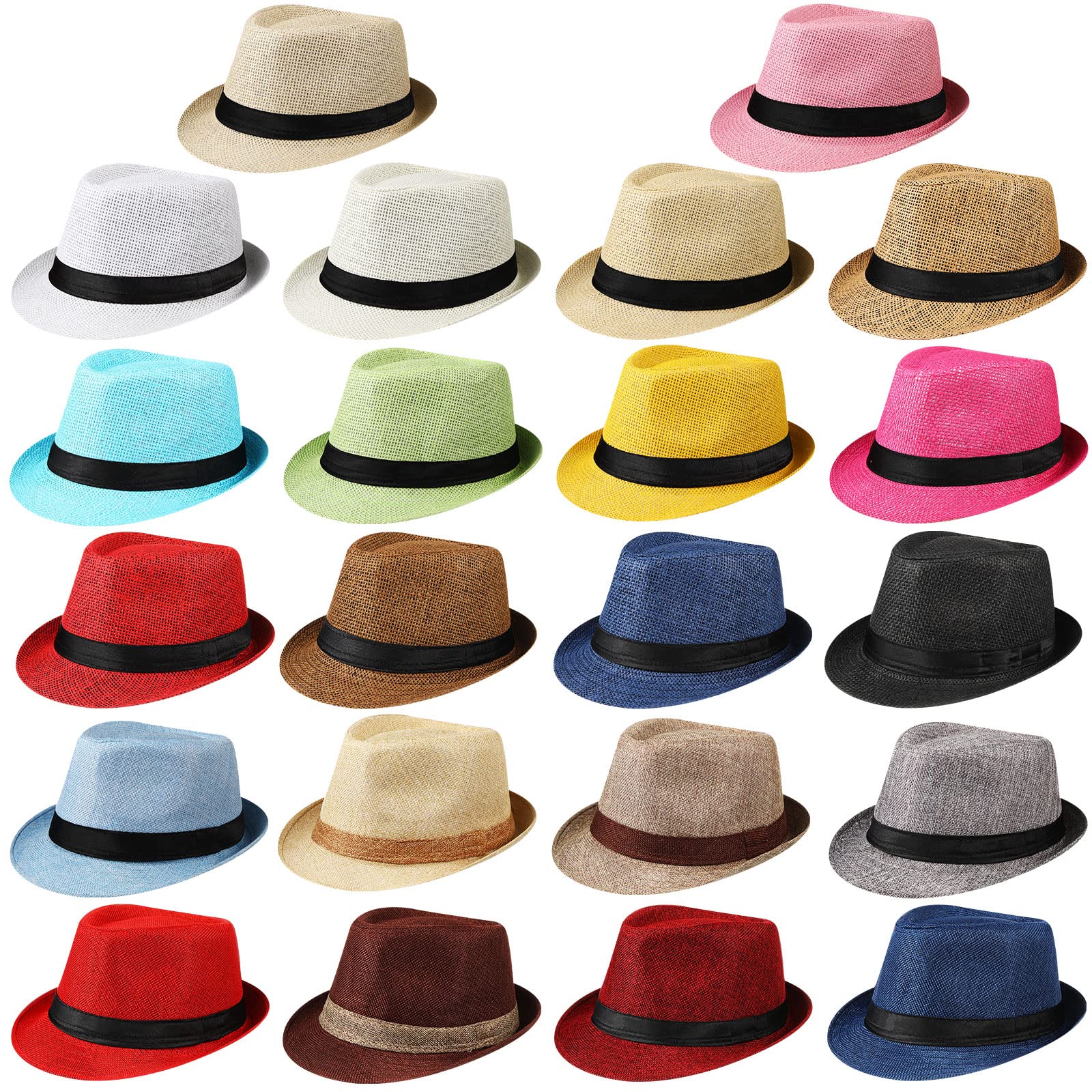 JaGely Men's 22 Pcs Panama Hats for Men Women in 22 Colors